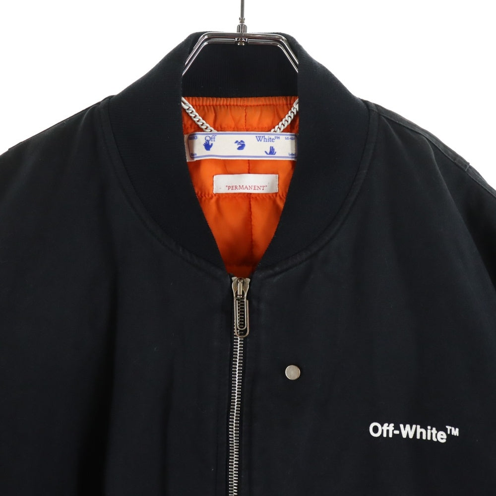 OFF-WHITE(オフホワイト) DIAG TAB BOMBER JACKET フロントロゴ プリント ダイアグ タブ ボンバージャケット ブルゾン ブラック OMEH04C99FAB001