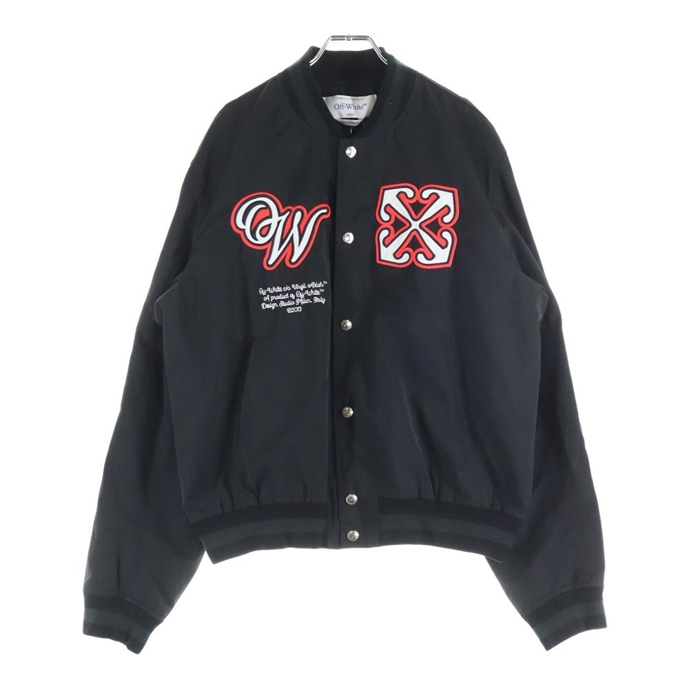 OFF-WHITE(オフホワイト) 24AW Golf Varsity Jacket ロゴワッペン ゴルフ バーシティジャケット スタジャン ブルゾン ブラック OMJA122T24FAB002