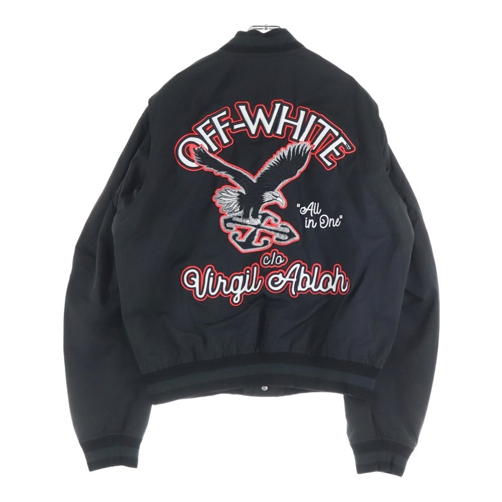 OFF-WHITE(オフホワイト) 24AW Golf Varsity Jacket ロゴワッペン ゴルフ バーシティジャケット スタジャン ブルゾン ブラック OMJA122T24FAB002