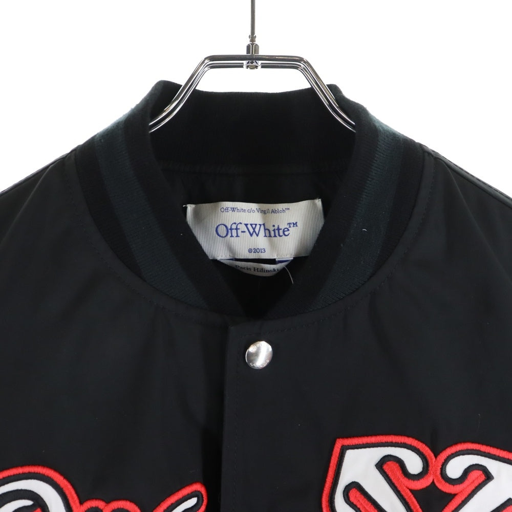 OFF-WHITE(オフホワイト) 24AW Golf Varsity Jacket ロゴワッペン ゴルフ バーシティジャケット スタジャン ブルゾン ブラック OMJA122T24FAB002