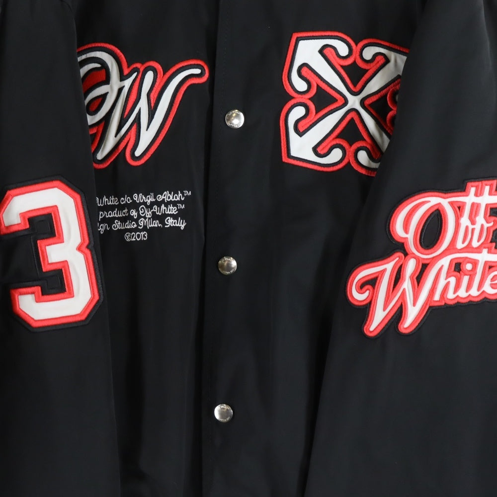 OFF-WHITE(オフホワイト) 24AW Golf Varsity Jacket ロゴワッペン ゴルフ バーシティジャケット スタジャン ブルゾン ブラック OMJA122T24FAB002
