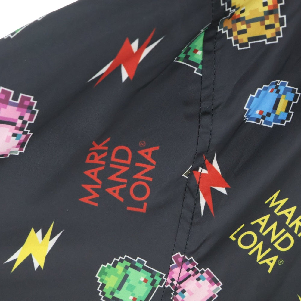 MARK&LONA(マークアンドロナ) 20AW ×Pokemon Golf Pleasures Hooded Zip Jacket ポケモン 総柄 ゴルフ プレジャーズ ジップアップ フーデッド ジャケット ブラック MAM-OC-AD01