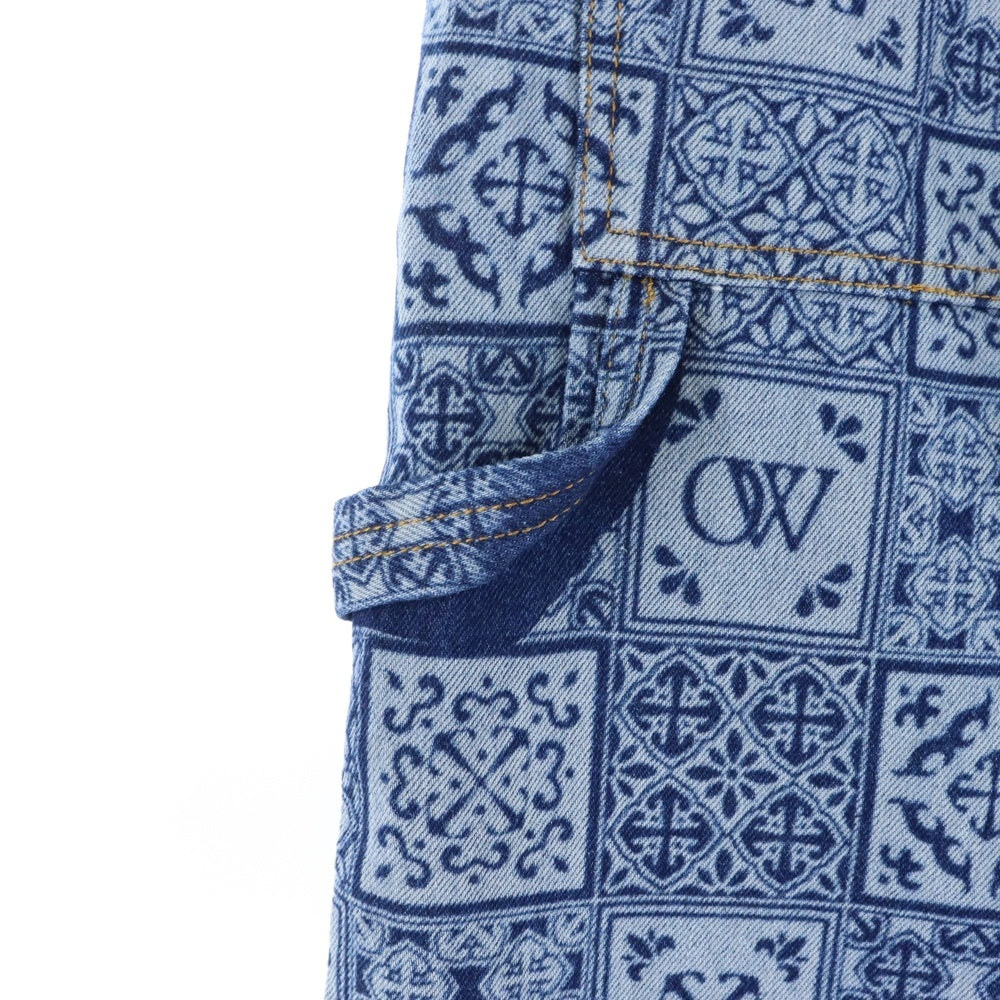 OFF-WHITE(オフホワイト) 23AW Blue Flared Jeans In Maiolica Print 総柄 マヨリカプリント フレアデニムパンツ インディゴ OMYA161G23DEN001