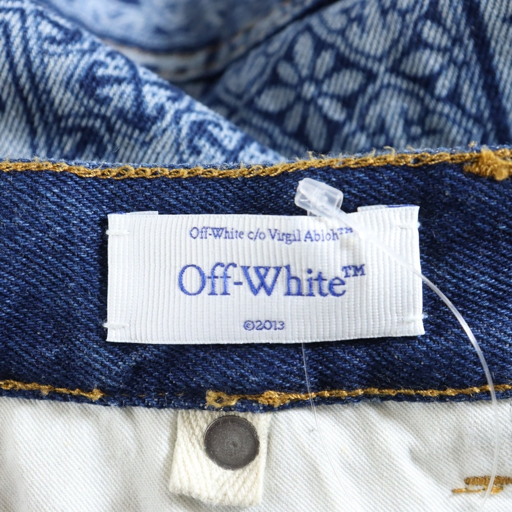 OFF-WHITE(オフホワイト) 23AW Blue Flared Jeans In Maiolica Print 総柄 マヨリカプリント フレアデニムパンツ インディゴ OMYA161G23DEN001