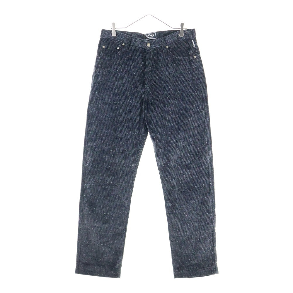VERSACE JEANS COUTURE(ヴェルサーチジーンズクチュール) メデューサロゴ ボタンフライ コーデュロイパンツ ダークグレー D-TK-388