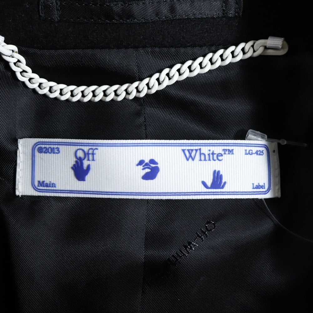OFF-WHITE(オフホワイト) 20AW Long Double Breasted Coat ピークドラペル ウール混 ダブル ブレステッド ロング チェスターコート ブラック OMER003E20FAB0011001