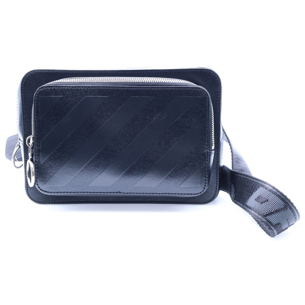 OFF-WHITE(オフホワイト) Diag Leather Buckle Belt Hipsack レザー ショルダーバッグ ボディバッグ ブラック