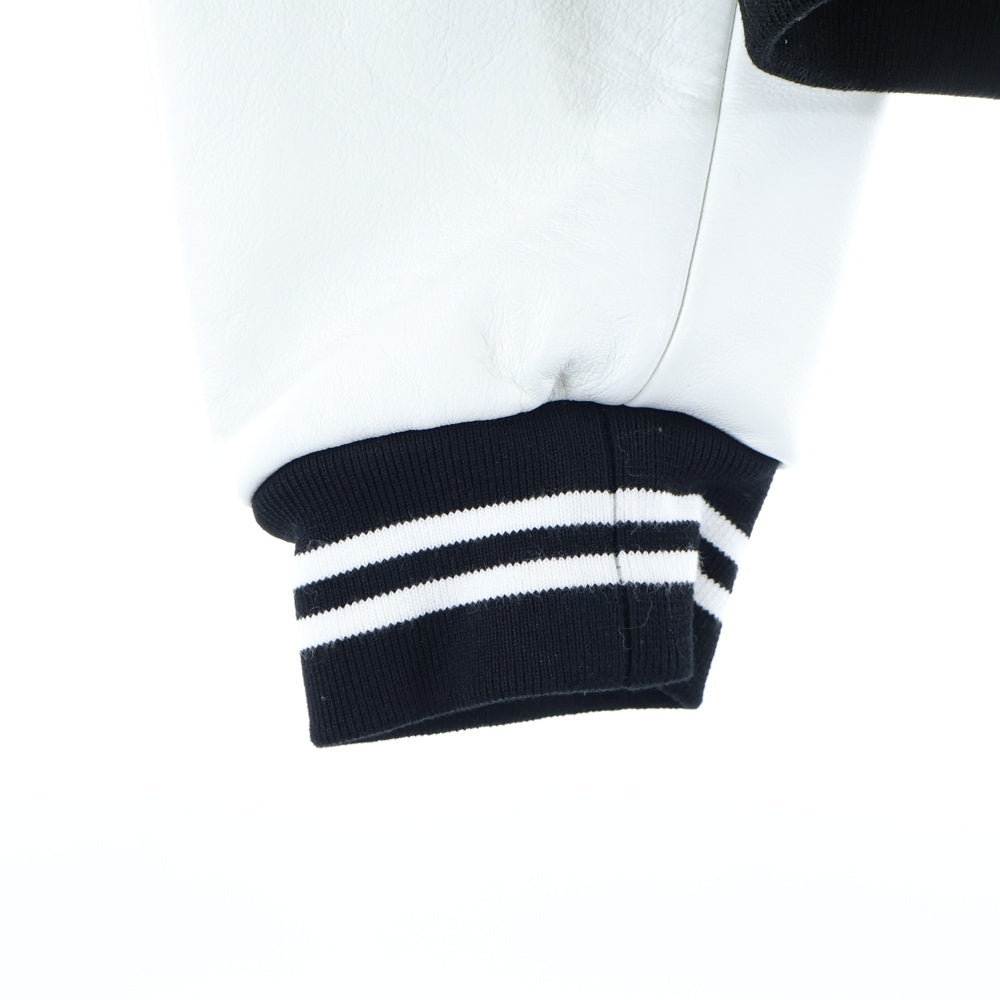 OFF-WHITE(オフホワイト) 23AW Logic Bomber Jacket ロゴワッペン 袖レザー切り替え ロジック ボンバージャケット スタジャン ブラック OMJA059G23LEA001