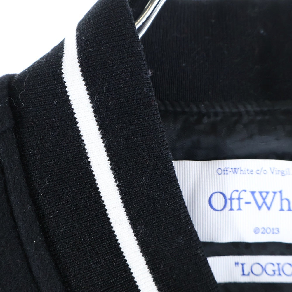 OFF-WHITE(オフホワイト) 23AW Logic Bomber Jacket ロゴワッペン 袖レザー切り替え ロジック ボンバージャケット スタジャン ブラック OMJA059G23LEA001