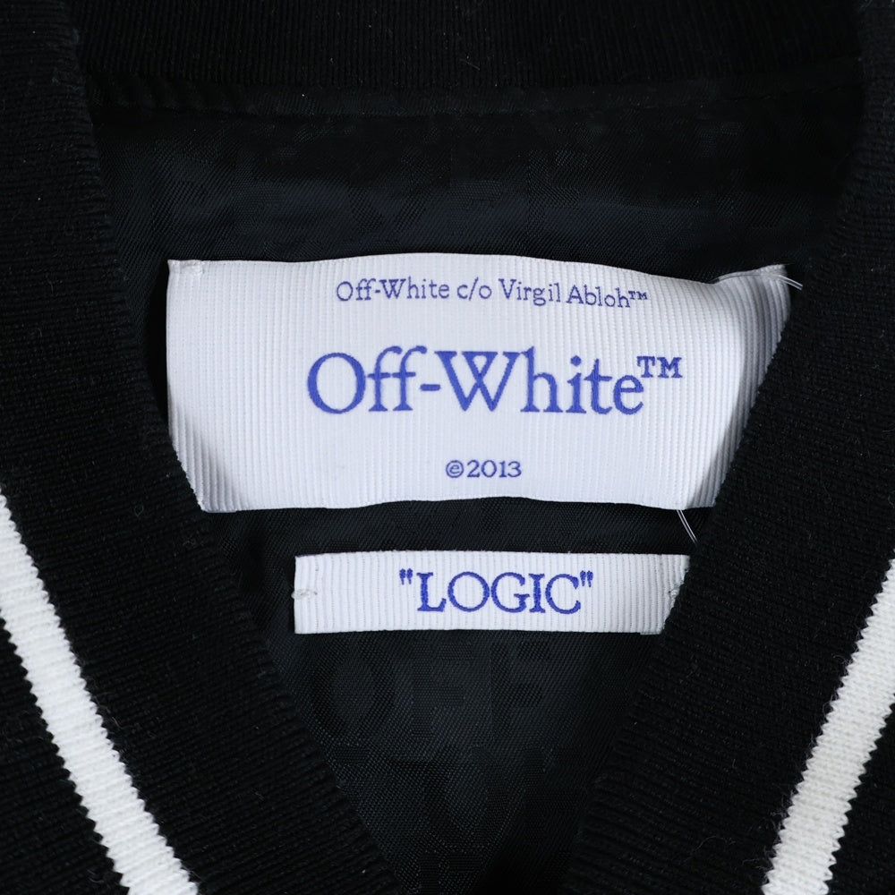 OFF-WHITE(オフホワイト) 23AW Logic Bomber Jacket ロゴワッペン 袖レザー切り替え ロジック ボンバージャケット スタジャン ブラック OMJA059G23LEA001
