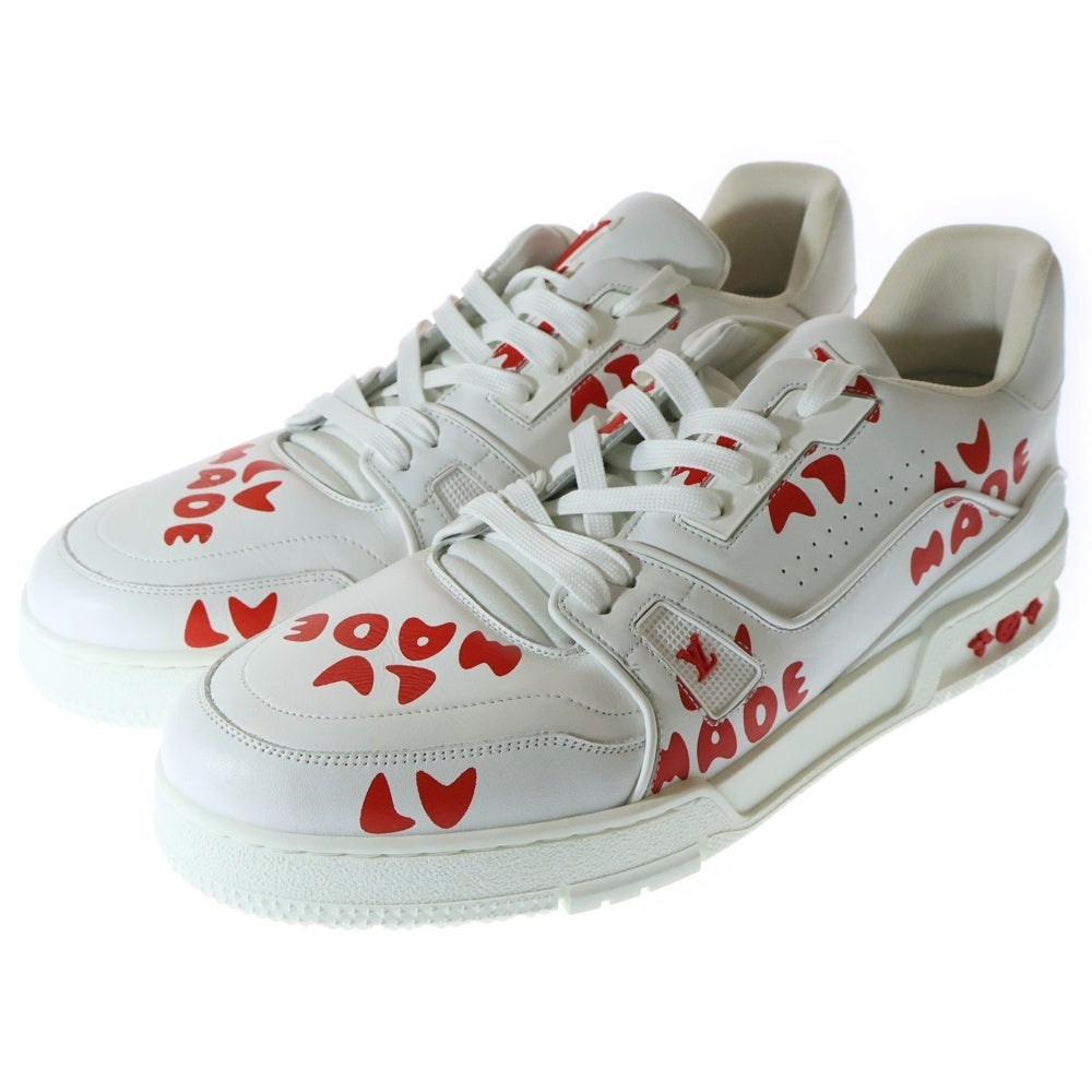 LOUIS VUITTON(ルイヴィトン) ×NIGO ニゴー LVトレイナーライン レザーローカットスニーカー ホワイト/レッド FD0291
