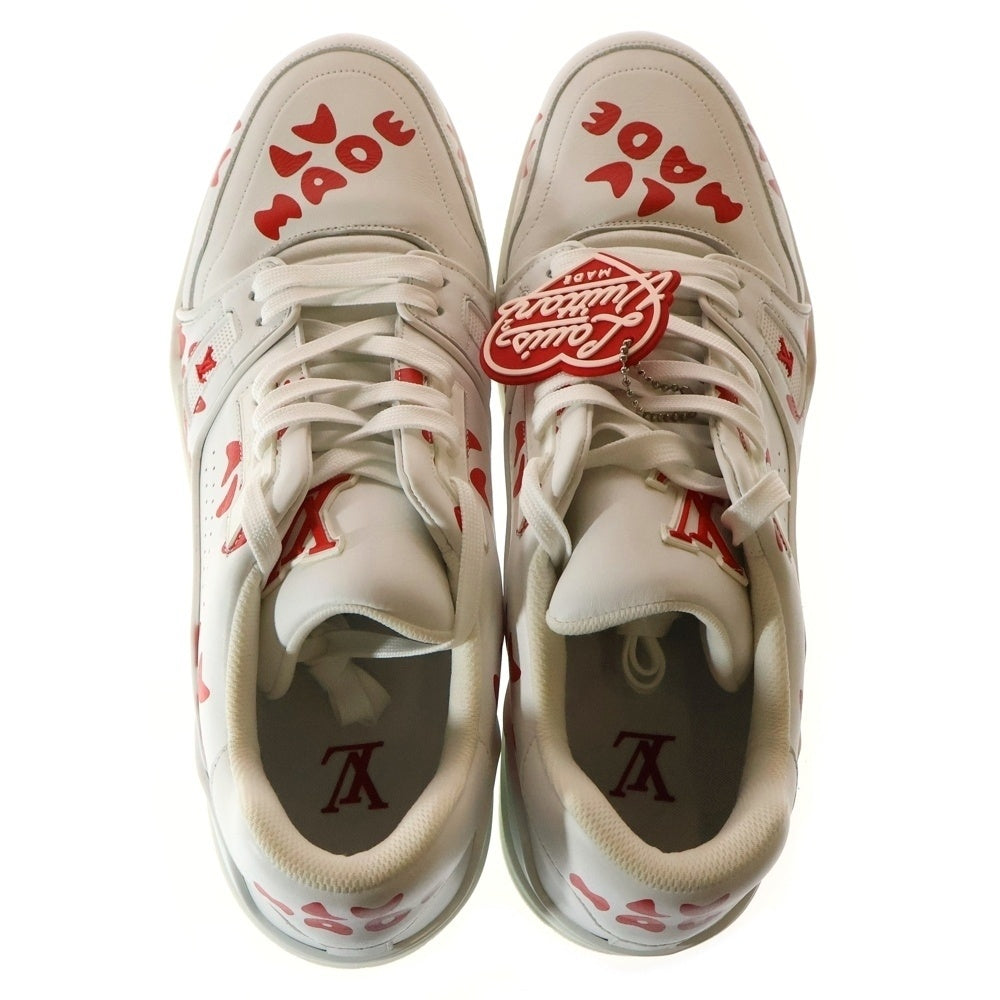 LOUIS VUITTON(ルイヴィトン) ×NIGO ニゴー LVトレイナーライン レザーローカットスニーカー ホワイト/レッド FD0291