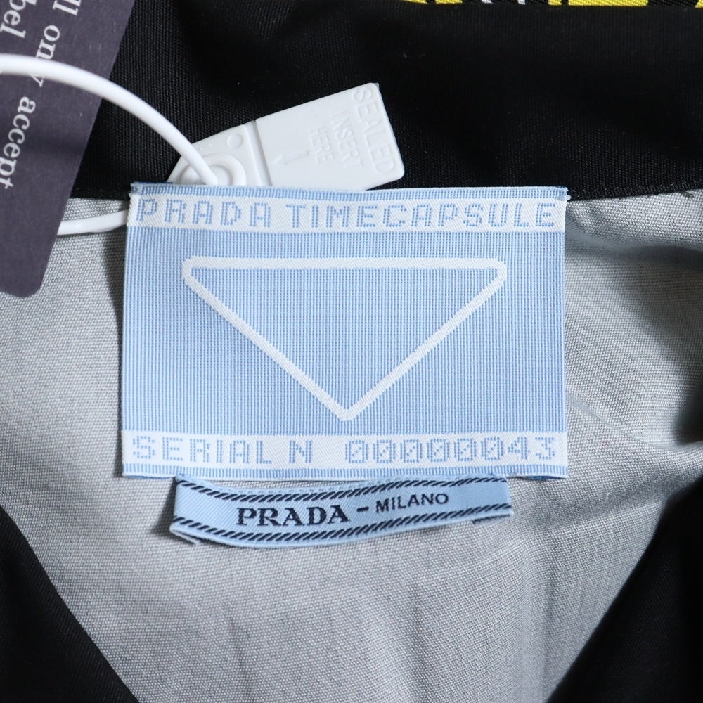 PRADA(プラダ) 23SS フロントトライアングルロゴ オープンカラー 半袖アロハシャツ ブラック UCS438 S231 4MM