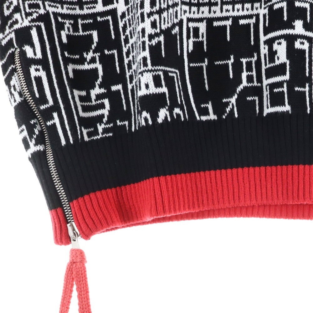 OFF-WHITE(オフホワイト) 24SS Embroidered Skyline Sleeveless Sweater エンブロイダリー スカイライン ノースリーブ Vネック ニットジレベスト ブラック/レッド OMHZ019S24KNI0011001
