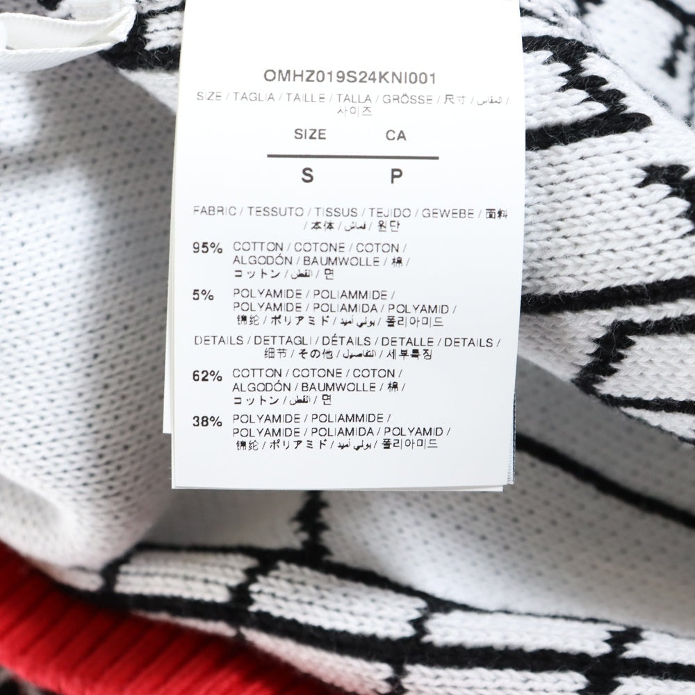 OFF-WHITE(オフホワイト) 24SS Embroidered Skyline Sleeveless Sweater エンブロイダリー スカイライン ノースリーブ Vネック ニットジレベスト ブラック/レッド OMHZ019S24KNI0011001