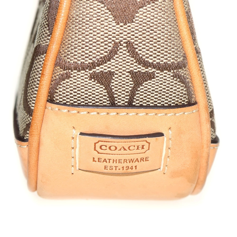 COACH(コーチ) キャンバス シグネチャーデミポーチ ハンドバッグ ブラウン 125-6094