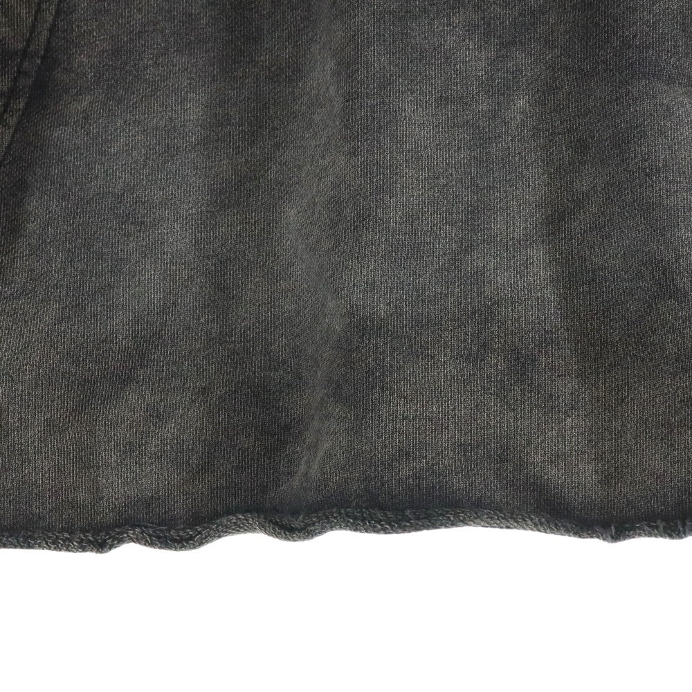 NO/FAITH STUDIOS(ノーフェイスストゥディオス) 24AW LOOSE FIT HOODIE ダメージ加工 フロントプリント Vネック プルオーバー ルーズフィット スウェットパーカー フーディ ブラック