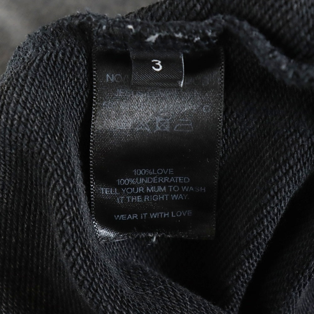 NO/FAITH STUDIOS(ノーフェイスストゥディオス) 24AW LOOSE FIT HOODIE ダメージ加工 フロントプリント Vネック プルオーバー ルーズフィット スウェットパーカー フーディ ブラック