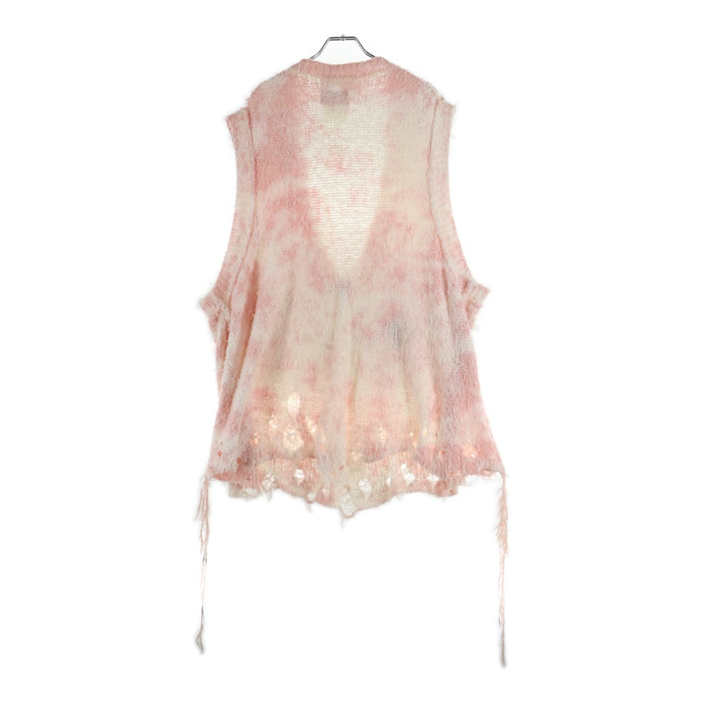 doublet(ダブレット) 22SS RECYCLE COTTON BLEACHED VEST リサイクル コットン ブリーチド ニット ベスト ピンク 22SS43KN68