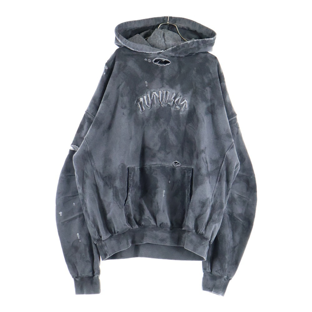 cvtvlist(カタリスト) 24AW ユージュアル刺繍 ダメージ加工プルオーバーパーカー グレー 2401090301