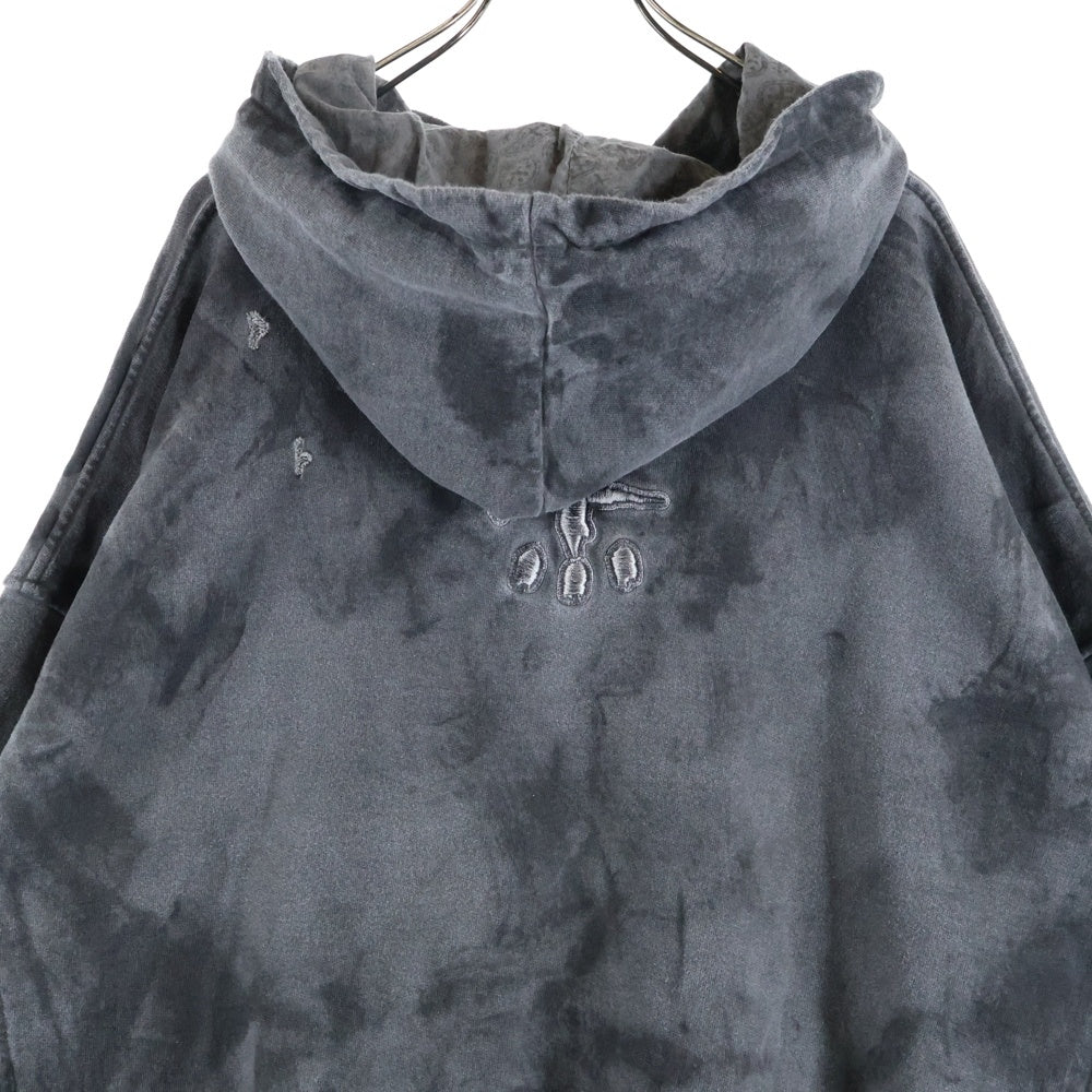 cvtvlist(カタリスト) 24AW ユージュアル刺繍 ダメージ加工プルオーバーパーカー グレー 2401090301