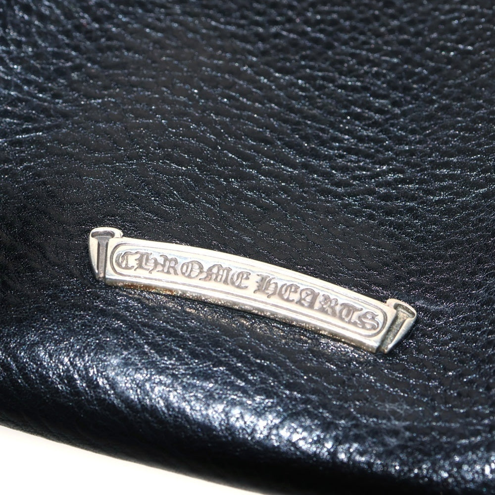 CHROME HEARTS(クロムハーツ) SQ PKT 3CEME CRS スクエアポケット セメタリークロス パッチスエード レザーショルダーバッグ サコッシュ ブラック