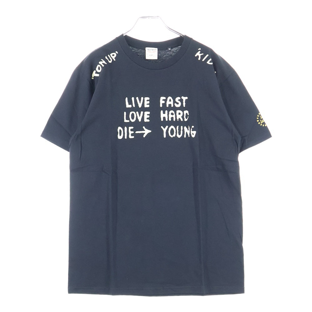 Lewis Leathers(ルイスレザー) TON UP KIDS TEE 両面プリント クルーネック半袖Tシャツ ブラック