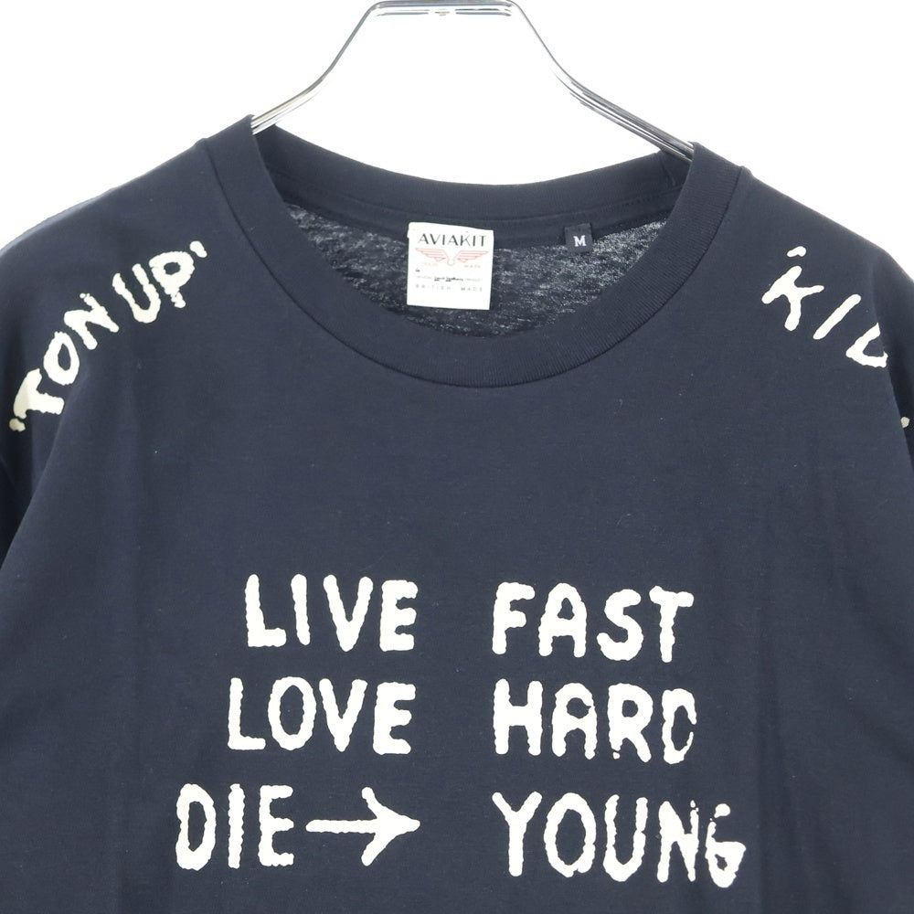 Lewis Leathers(ルイスレザー) TON UP KIDS TEE 両面プリント クルーネック半袖Tシャツ ブラック