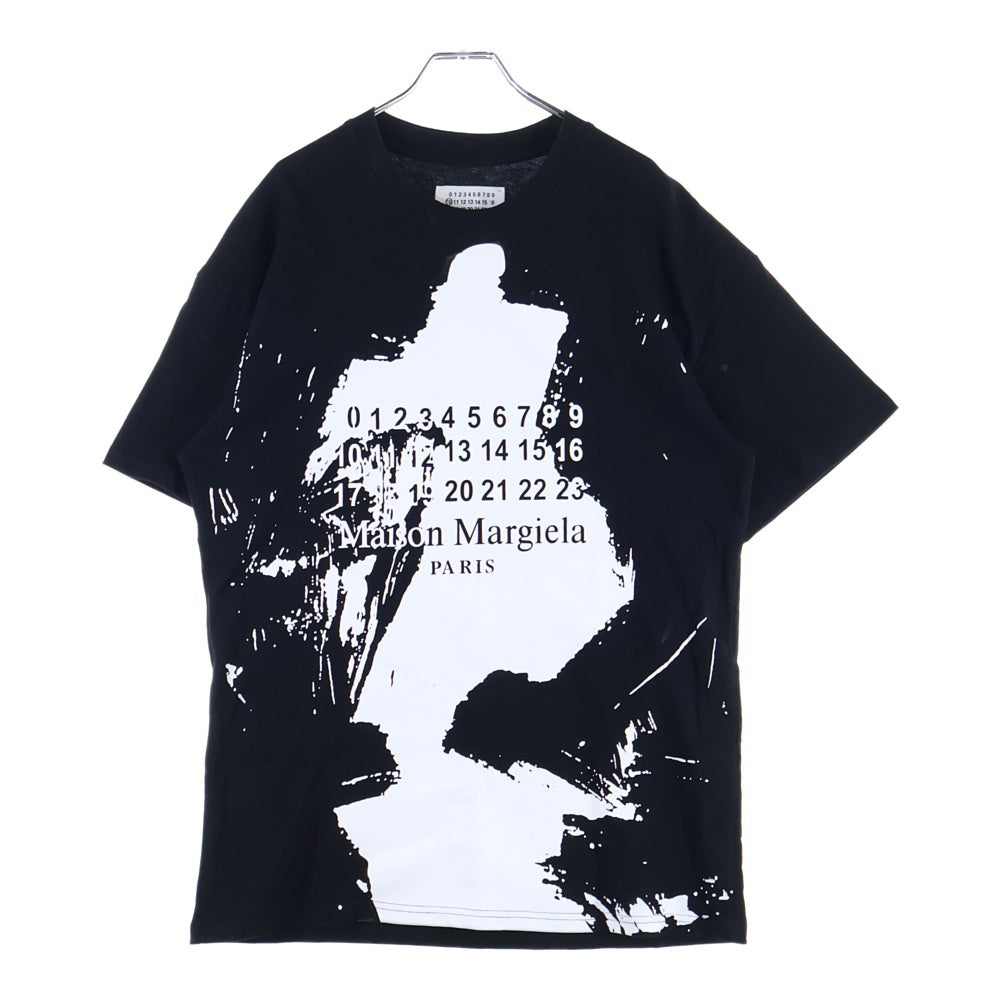 Maison Margiela 10(メゾン マルジェラ) カレンダーロゴ ペンキプリント クルーネック半袖Tシャツ カットソー ブラック