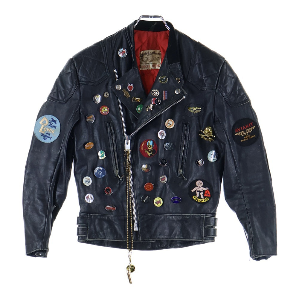 Lewis Leathers(ルイスレザー) 70S SUPER MONZA スーパーモンザ カスタム ダブルライダース ジャケット ピンバッジ ワッペン ブラック