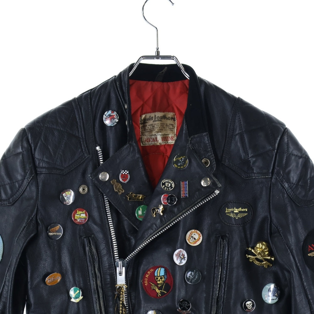 Lewis Leathers(ルイスレザー) 70S SUPER MONZA スーパーモンザ カスタム ダブルライダース ジャケット ピンバッジ ワッペン ブラック