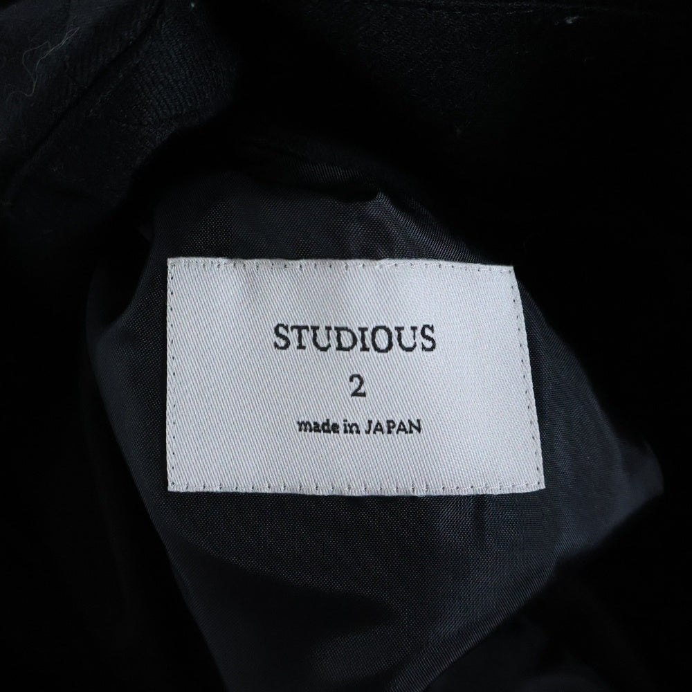 STUDIOUS(ステュディオス) ウール ストレッチダウン ジップアップジャケット ブラック 105456001