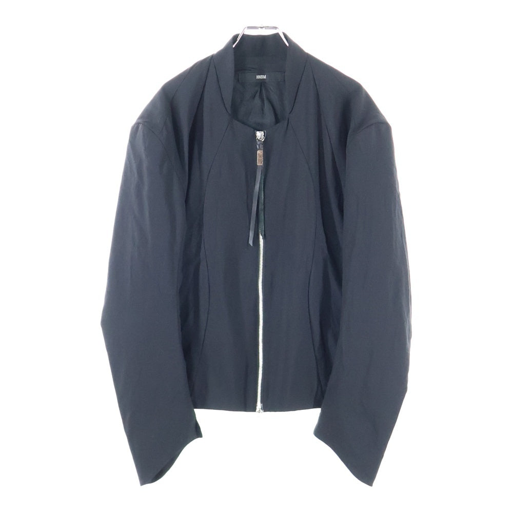 NO BRAND(ノーブランド) HNBM ナイロン ジップアップジャケット ブルゾン ブラック