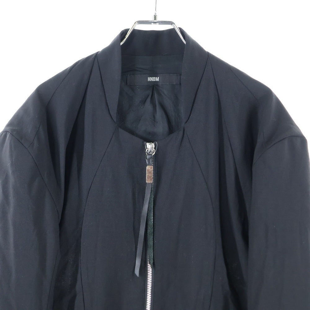 NO BRAND(ノーブランド) HNBM ナイロン ジップアップジャケット ブルゾン ブラック