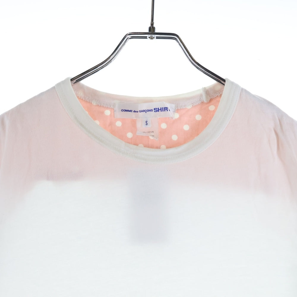 COMME des GARCONS SHIRT(コムデギャルソンシャツ) 13SS 裏地ドット柄 コットン クルーネック 半袖Tシャツ カットソー ホワイト S21130