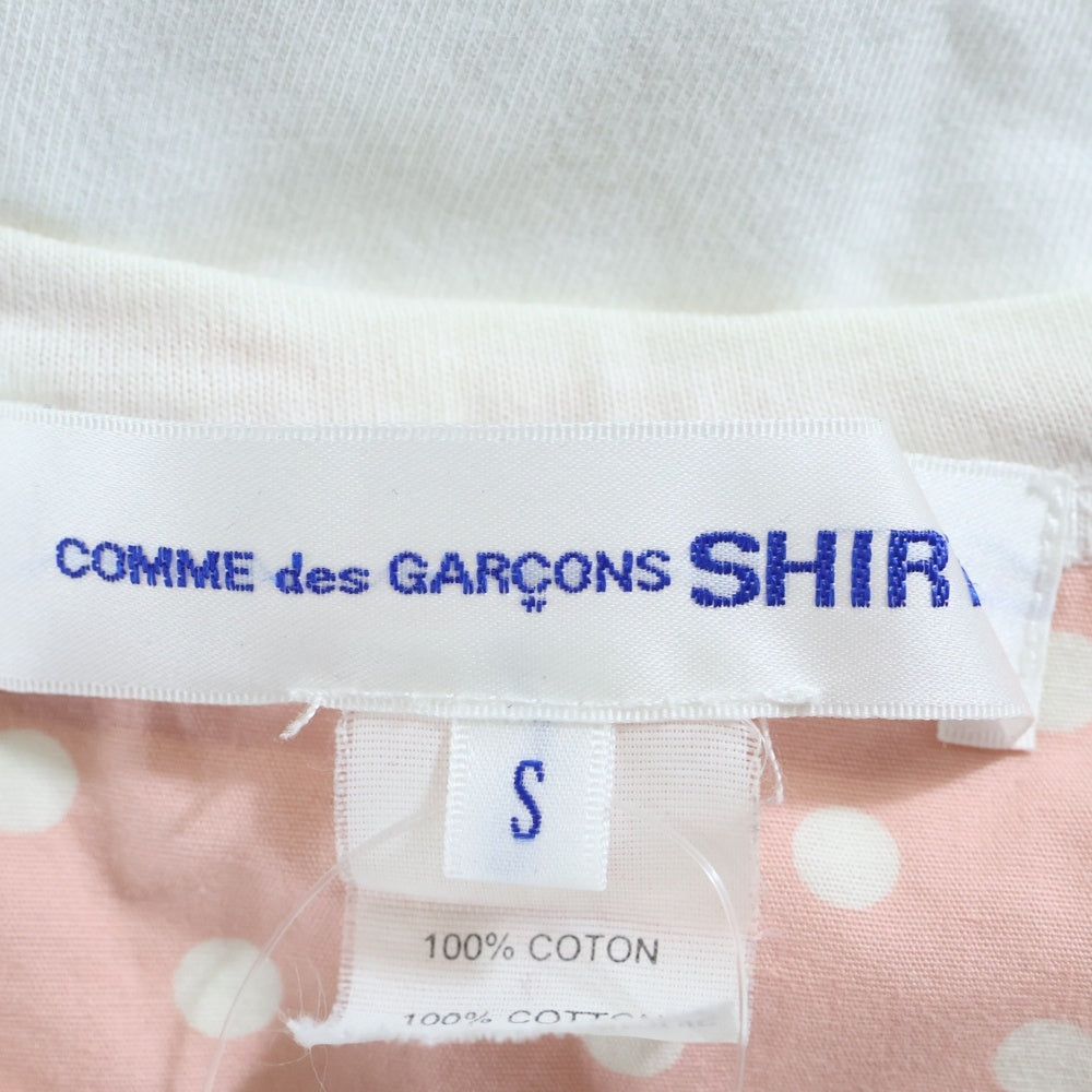 COMME des GARCONS SHIRT(コムデギャルソンシャツ) 13SS 裏地ドット柄 コットン クルーネック 半袖Tシャツ カットソー ホワイト S21130