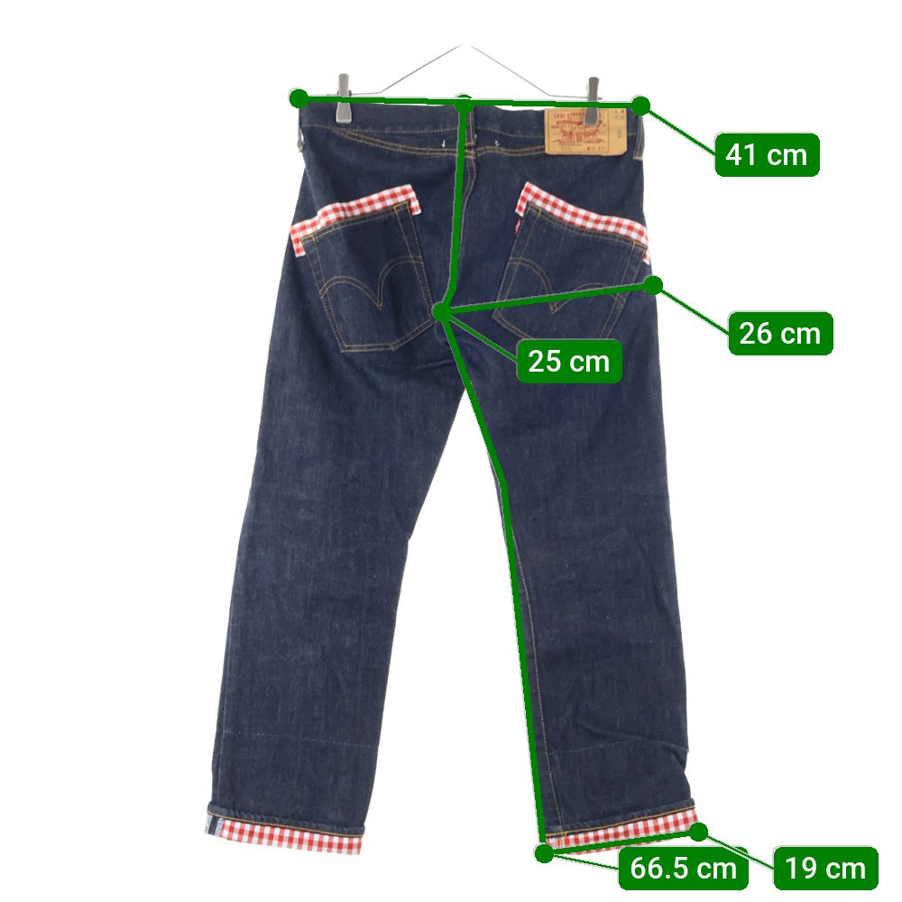 JUNYA WATANABE COMME des GARCONS(ジュンヤワタナベ コムデギャルソン) 09AW AD2009 ×Levi's リーバイス ギンガム チェック ドッキング デニムパンツ インディゴ WZ-P801