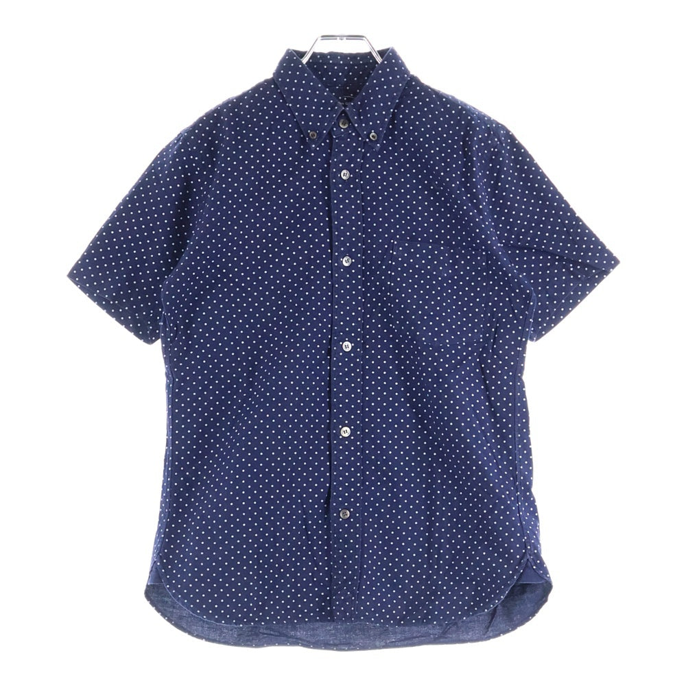COMME des GARCONS HOMME(コムデギャルソンオム) 14SS ドット柄 総柄 コットン ボタンダウン 半袖シャツ ネイビー HM-B024 AD2013