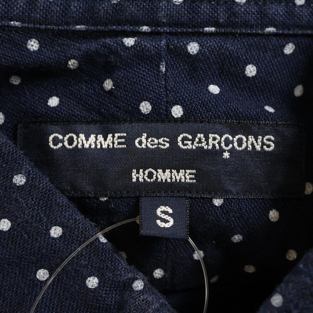 COMME des GARCONS HOMME(コムデギャルソンオム) 14SS ドット柄 総柄 コットン ボタンダウン 半袖シャツ ネイビー HM-B024 AD2013