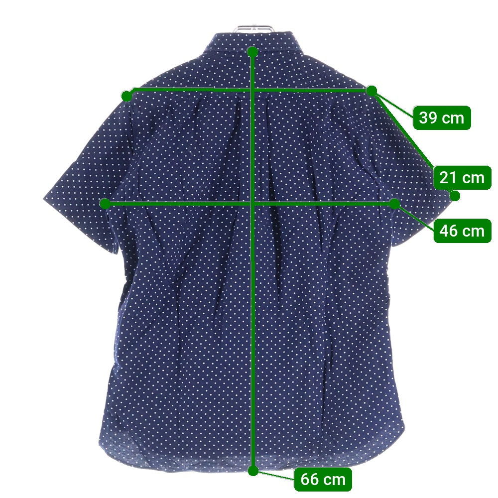 COMME des GARCONS HOMME(コムデギャルソンオム) 14SS ドット柄 総柄 コットン ボタンダウン 半袖シャツ ネイビー HM-B024 AD2013