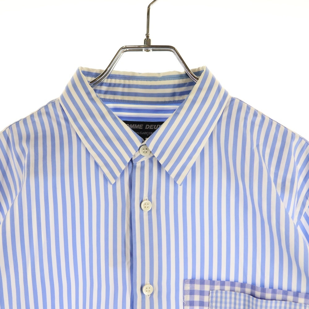 COMME des GARCONS HOMME DEUX(コムデギャルソン オムドゥ) 20SS AD2019 ストライプ 半袖シャツ ライトブルー DE-B049