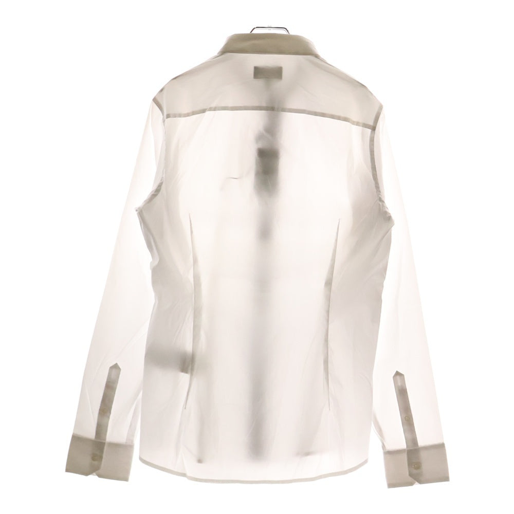 EMPORIO ARMANI(エンポリオアルマーニ) フロント チェック切り替え ロングスリーブ 長袖シャツ ホワイト