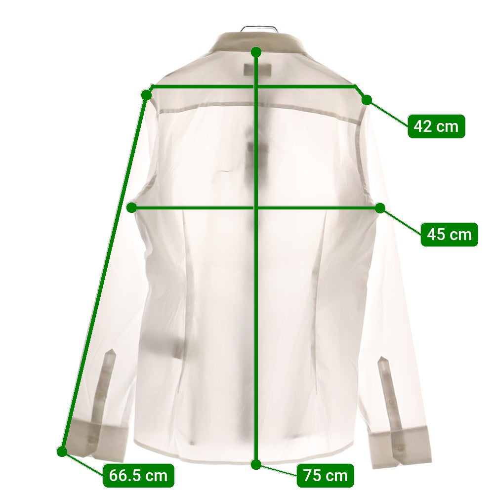 EMPORIO ARMANI(エンポリオアルマーニ) フロント チェック切り替え ロングスリーブ 長袖シャツ ホワイト