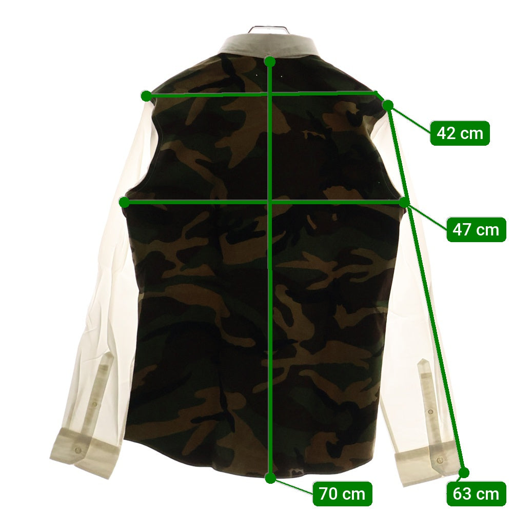 SOPHNET.(ソフネット) バックカモ切り替え コットン 長袖シャツ ホワイト SOPH-178056
