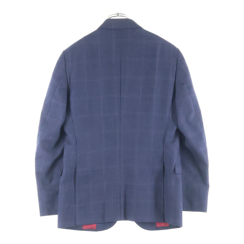 GUCCI(グッチ) チェック ウール 2B シングル テーラードジャケット ネイビー