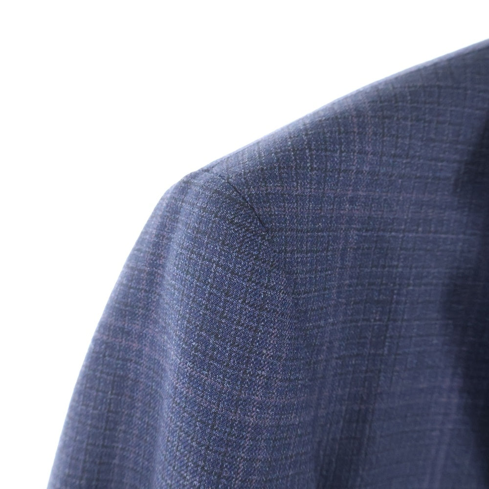 GUCCI(グッチ) チェック ウール 2B シングル テーラードジャケット ネイビー