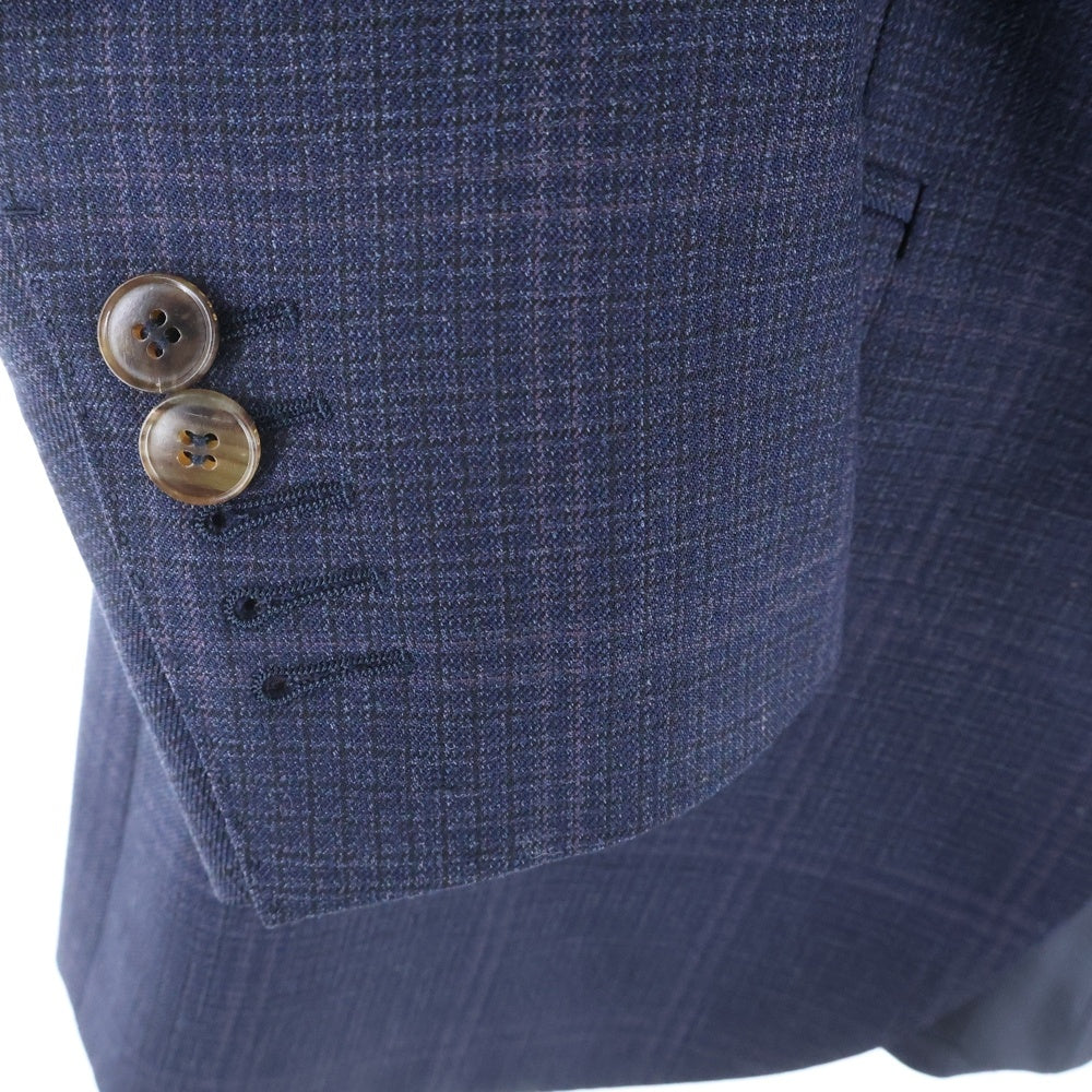 GUCCI(グッチ) チェック ウール 2B シングル テーラードジャケット ネイビー