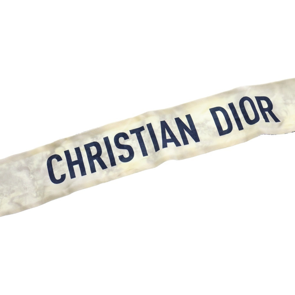 Christian Dior(クリスチャンディオール) ミッツァ ツイリー ロゴ シルク スカーフ 花柄 ホワイト