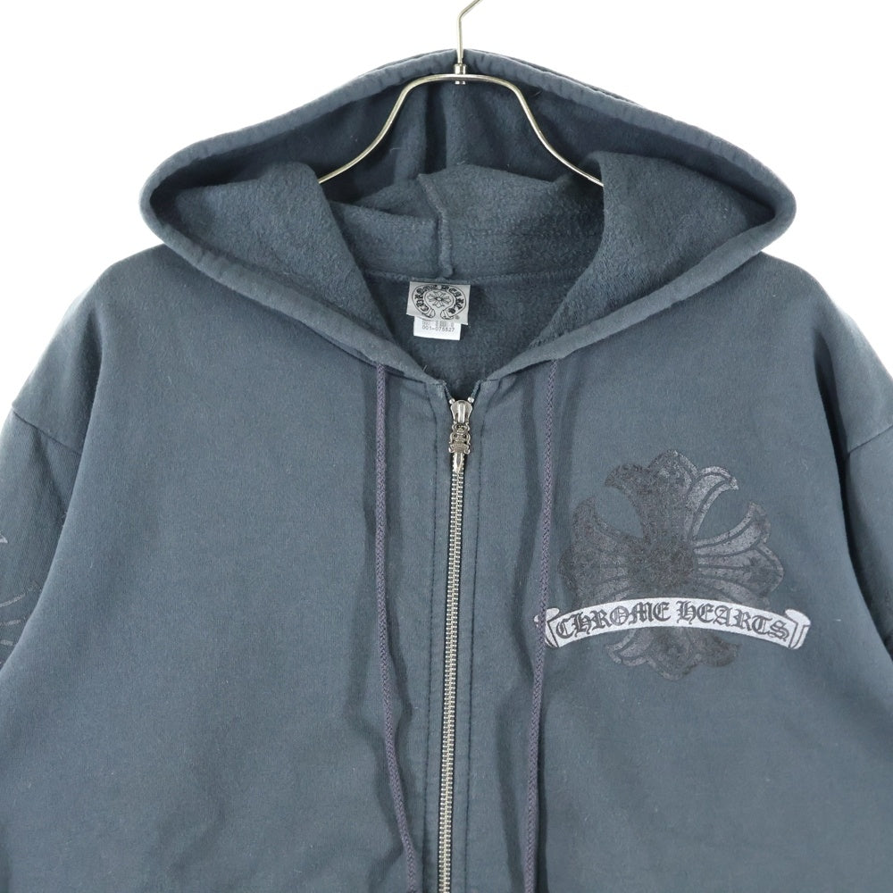 CHROME HEARTS(クロムハーツ) OLD CH PLUS 袖CHプラスプリント スウェット ジップパーカー グレー