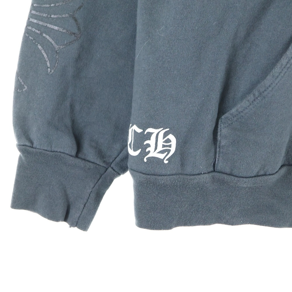 CHROME HEARTS(クロムハーツ) OLD CH PLUS 袖CHプラスプリント スウェット ジップパーカー グレー
